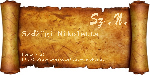 Szögi Nikoletta névjegykártya