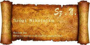Szögi Nikoletta névjegykártya
